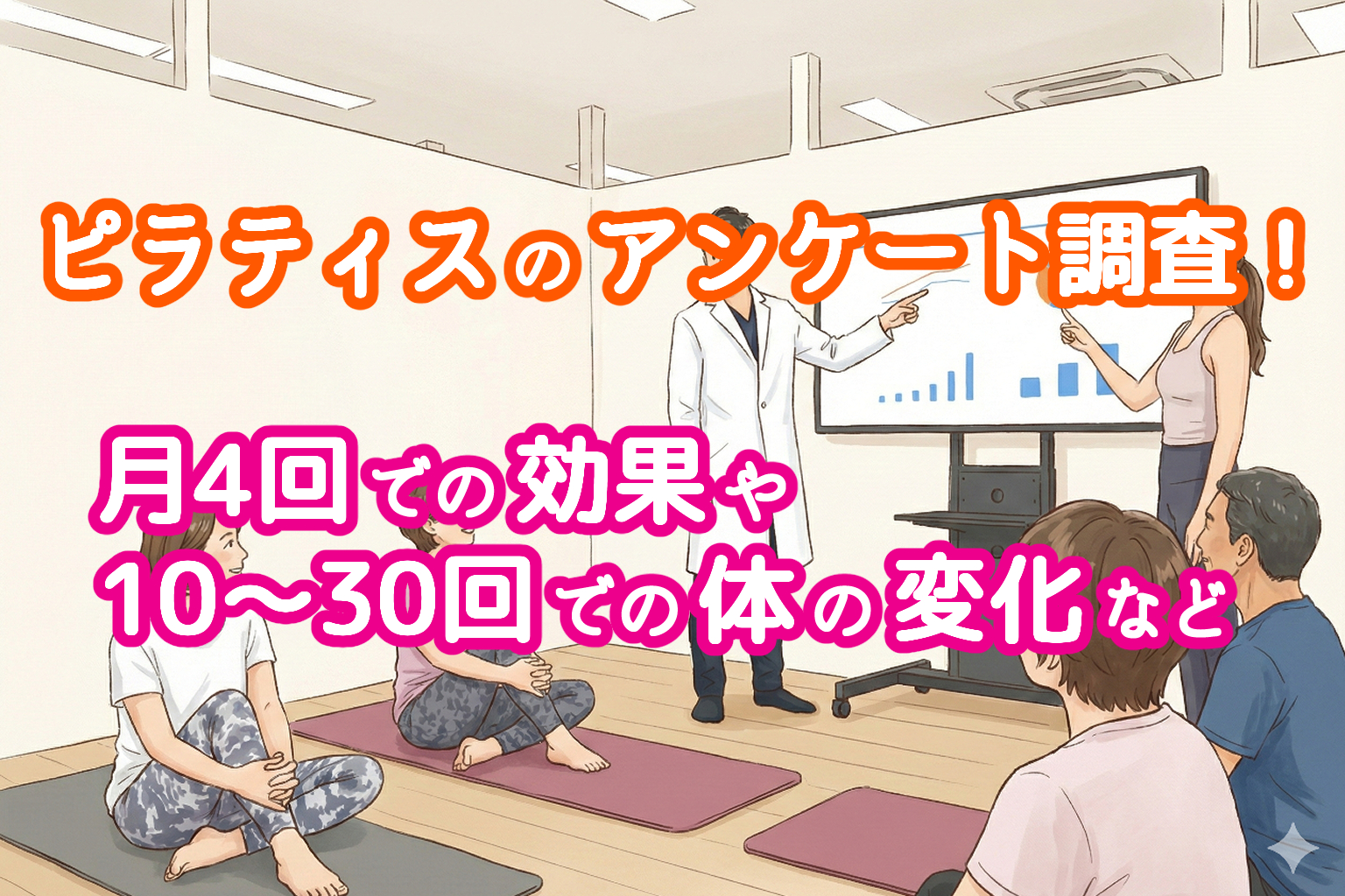 ピラティスのアンケート調査!月4回の効果や10~30回での体の変化など