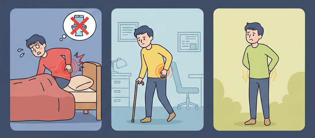 腰痛を重症度別に分けた図