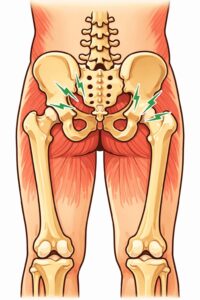 骨盤の内側が痛んでいるイラスト