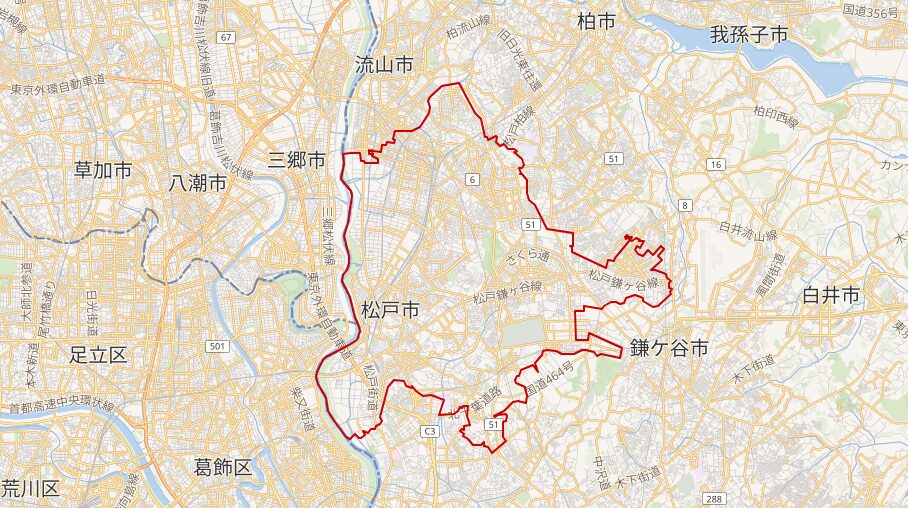 松戸市の地図