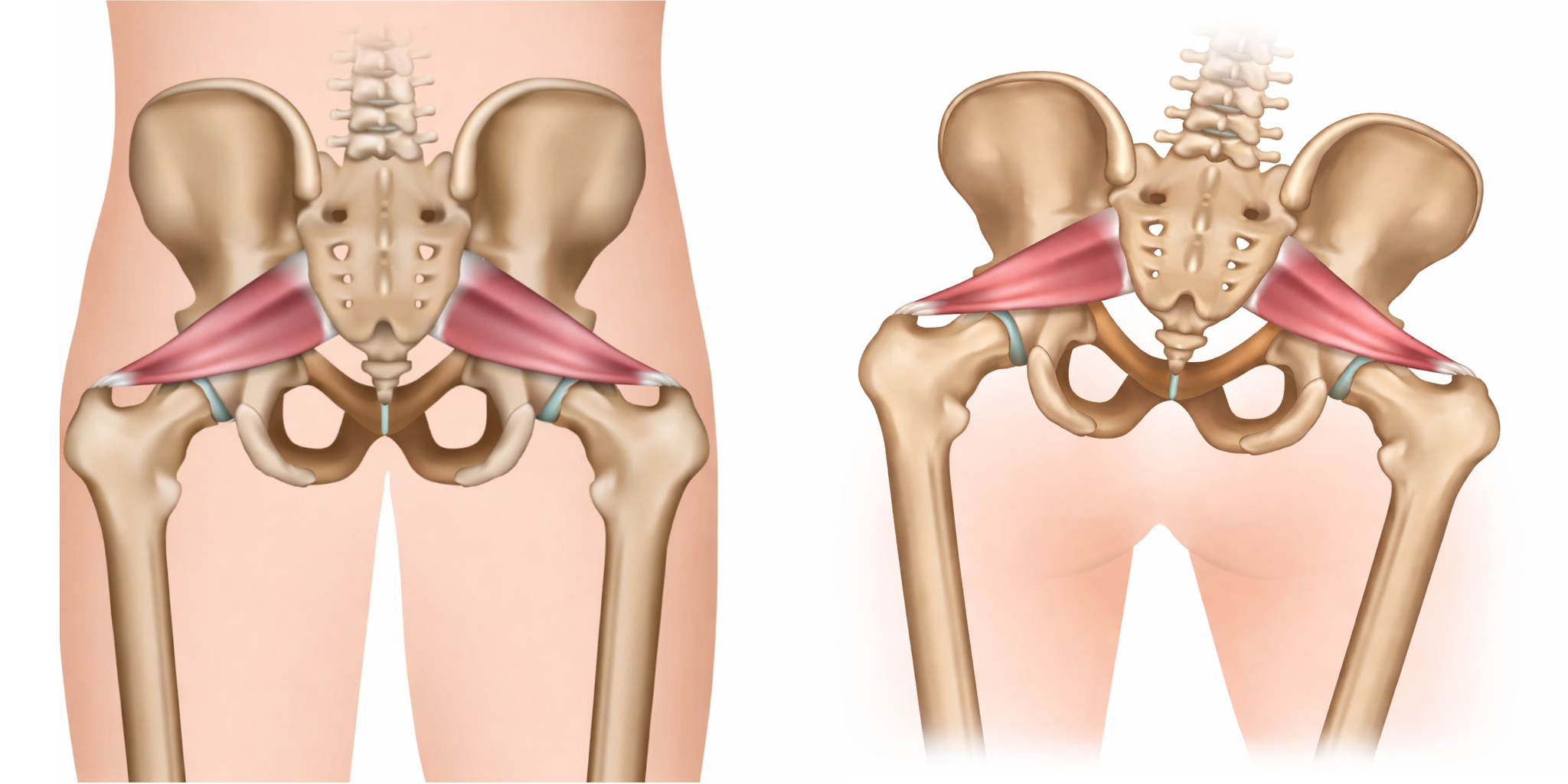 腰痛の原因となる梨状筋の牽引力からくる骨盤の力学的な歪み