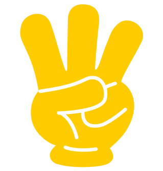 整体で大切な三つを三本指で表しているイラスト